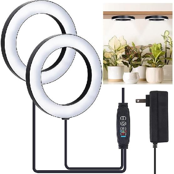 Full Spectrum Grow Light for Indoor Plants, 72 LEDs Halo Plant Light with Auto On/Off Timer (4/8/12H), 10-Level Brightness, 3 Lighting Modes, for