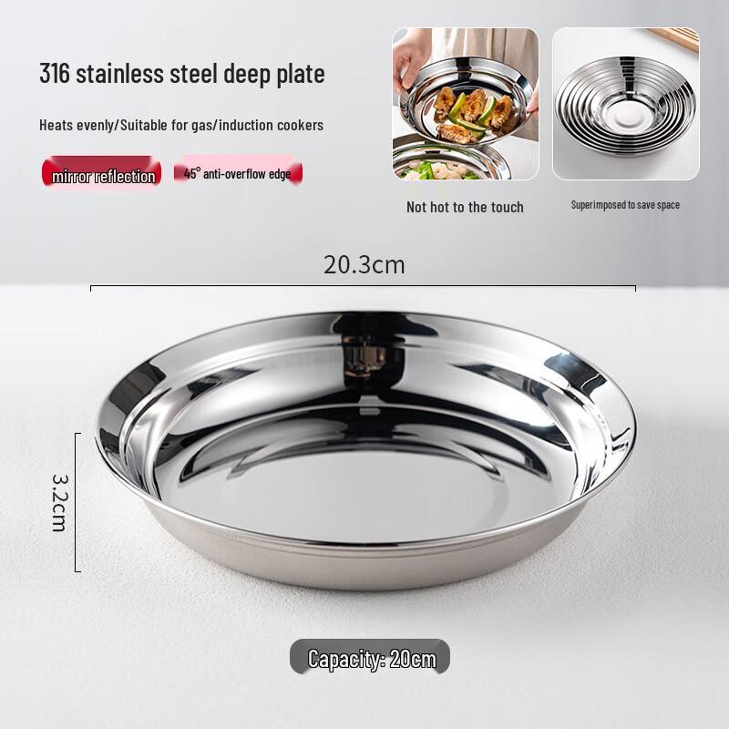 CCKO 316 Stainless Steel Deep Commercial Serving Plate