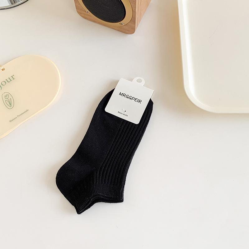 Female Spring and Summer Pure Color Pure Cotton Shallow Mouth Student Short Tube Socks