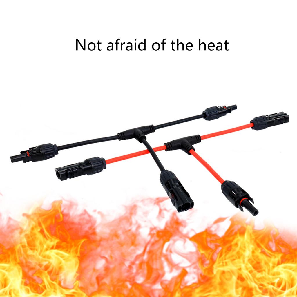 Solar Panel T Branch Connectors 30A 1000V Dual Photovoltaic Wire Splitter 6mm2 Extension Cable Pair for Energy Systems