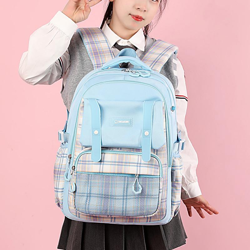 Stylish And Durable 2024 Girls School Backpack For Grades 2 To 6 With Cute Checkered Pattern