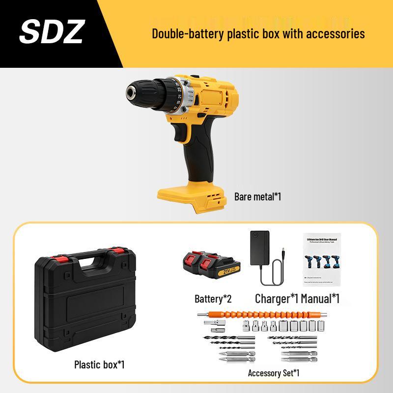 Double Speed Lithium Battery Hand Drill and Electric Screwdriver Set