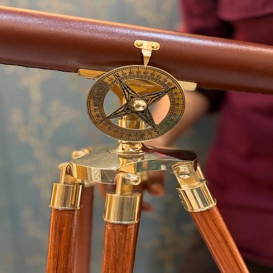 Brass Telescope WIth Wooden Adjustable Tripod Stand In Shinny Brass Finish  Engrave Telescope Gift Office  home Decor