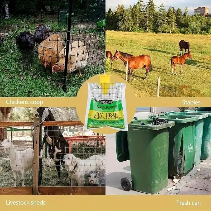 1 Pcs / 5Pcs Outdoor Hanging Fly Trap Bag With Bait Disposable Non-Toxic Insect Catcher For Garden Farm Use
