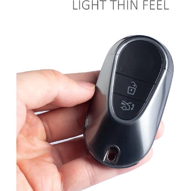 Car Key Fob Cover Case Compatible With Mercedes Benz C E S GLC CLE EQE EQS 300 350 450 500 560 580 AMG Transparent Black