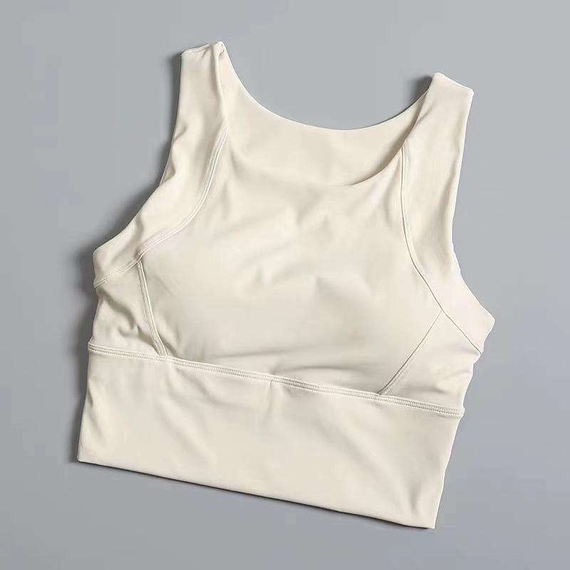 

Женский спортивный бюстгальтер с высокой степенью поддержки - Ударопрочный цельный фитнес-жилет для бега и йоги, для большой груди Medium серый/белый