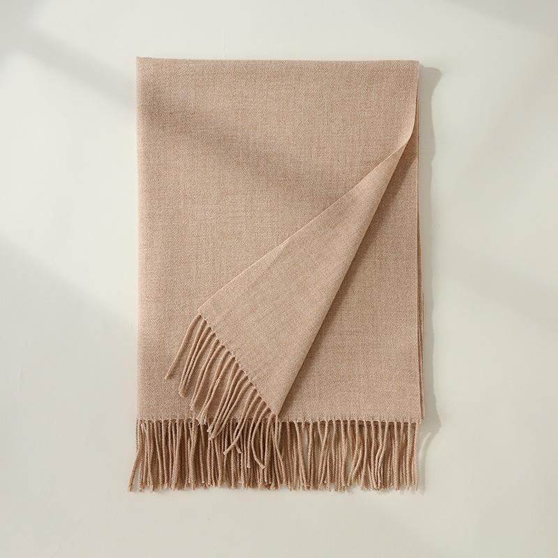 Imitation Cashmere Scarf Autumn and Winter New Solid Color Mid Length Warm Scarf Japanese and Korean Sweet Fashion Tassel Scarf