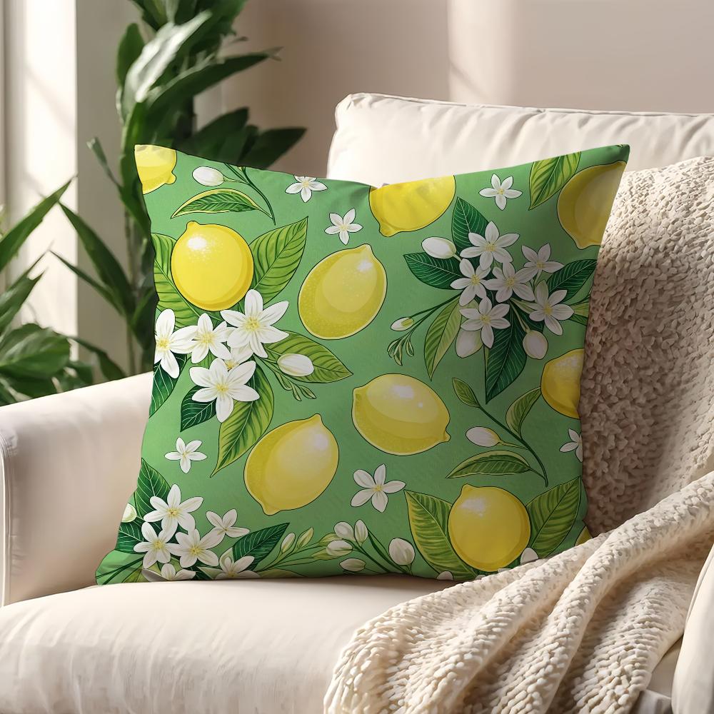 Refreshing LemonFloral Delight cushion cover For Pillow Printing Sofa Decoration Home Car Room Shop Office Nordic Simplicity