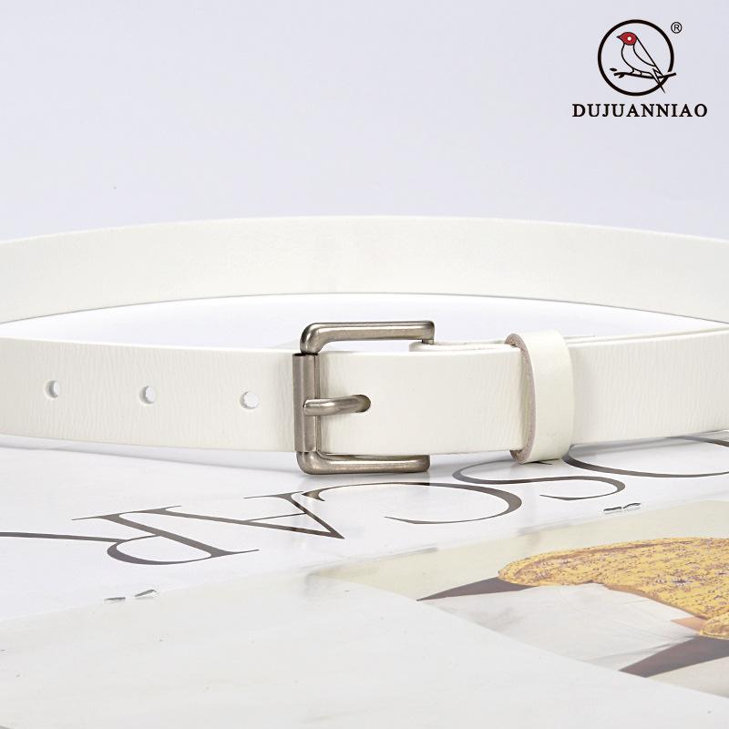 Belt Women'S Leather First Layer Leather Belt Black Square Buckle Cowhide Belt Simple