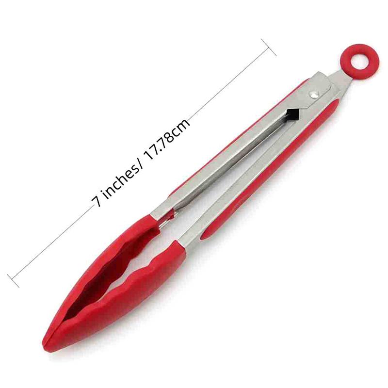 

Silicone Tongs Kitchen Stainless Steel Bbq Non-Stick Kitchen Utensils Barbecue Cooking Tong With Joint Lock Kitchen Accessories 7 червоний