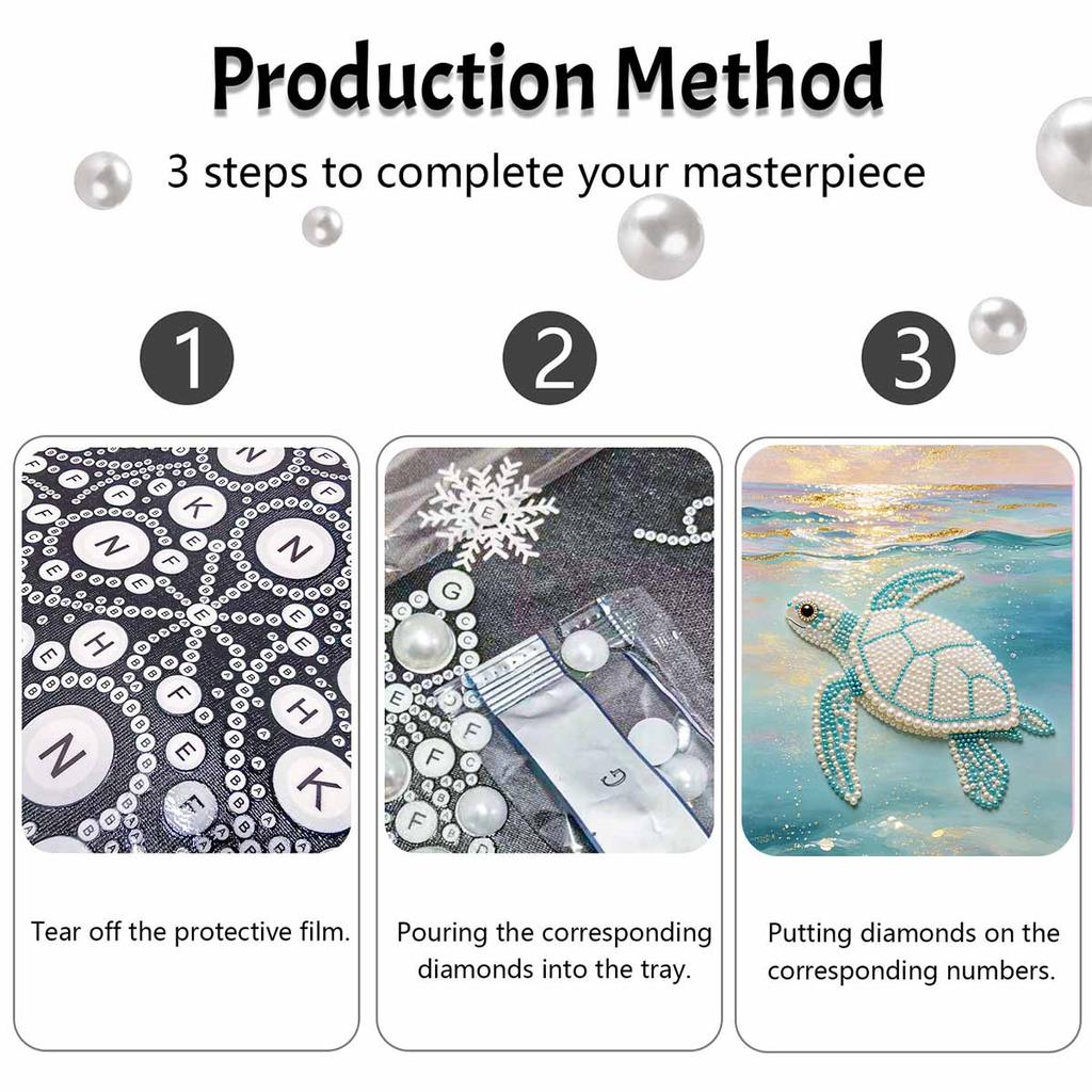 5D Round Pearl Painting Kit Ocean Sea Turtle Pattern DIY Handmade Rhinestone Art Home Interior Decor Gift