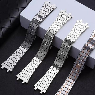 Armband 21mm 26mm Herren Damen Voll-Edelstahl Armband für AP ROYAL OAK 15400 26331 15500 Uhrenarmband Faltschließe