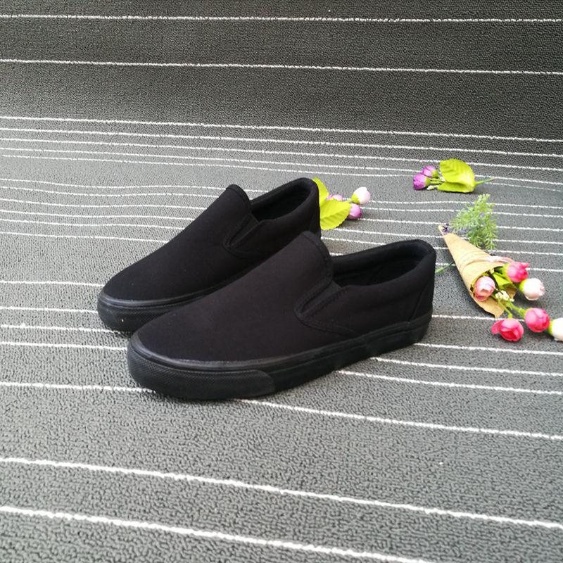 Renier Men's Black & White Slip-On Canvas Loafers - Breathable Spring/Summer Korean Style Work Shoes