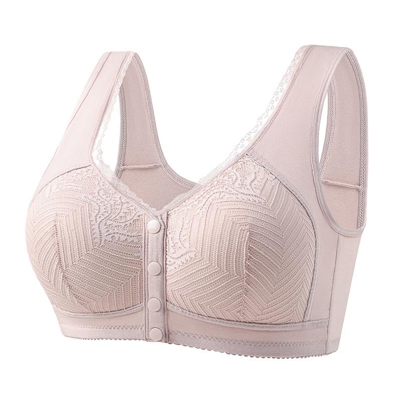 Large Size Support Bra with Wide Shoulder Straps and Front Snap Closure