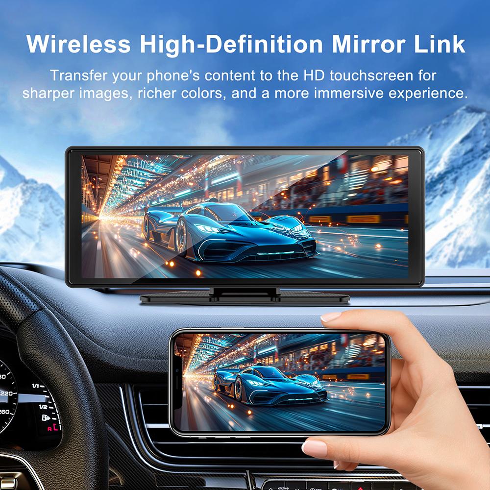 Universal Carplay Android Auto 10.26" MP5 IPS Screen Car Player Mirrorlink BT FM Radio USB Audio Output Wireless Carplay Android