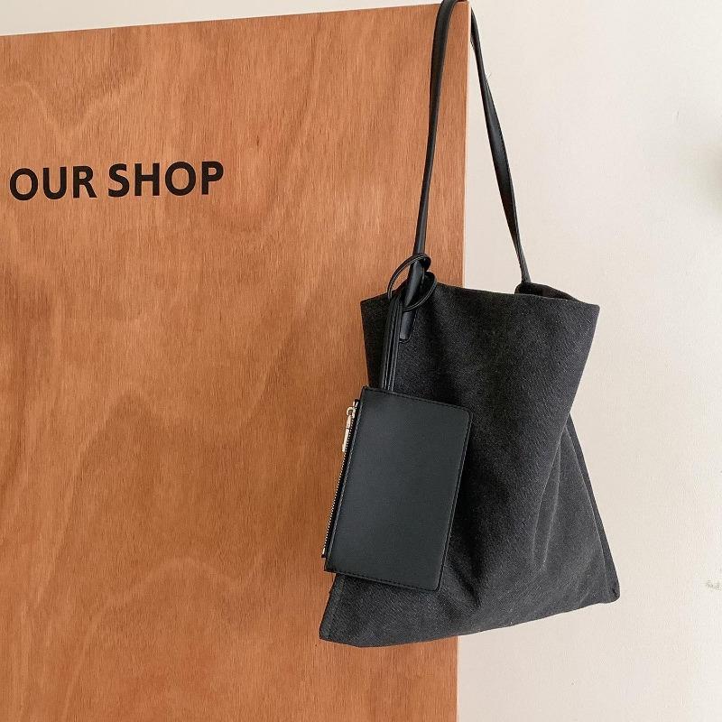 Canvas bag Lazy wind splicing tote bag Commuter large capacity New fashion Mother and child shoulder bag Women