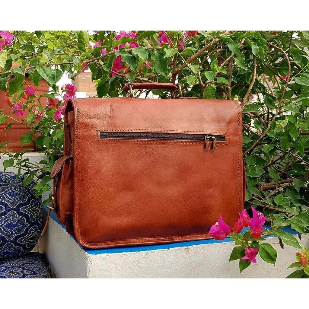 Vintage Leather Messenger Bag Shoulder Laptop Bag Briefcase Men's Genuine