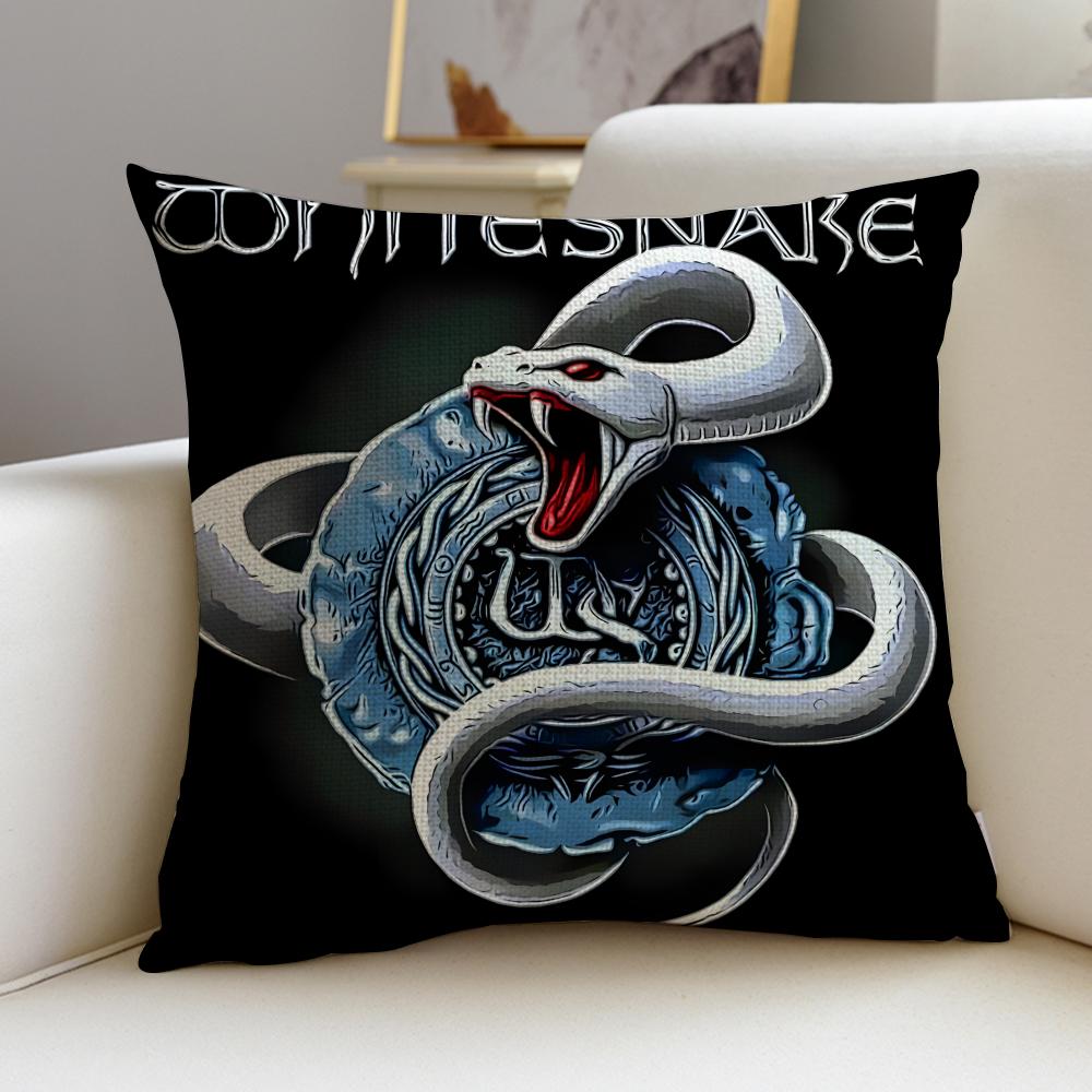 Rock WWhitesnakeS Cushion Cover Breathable and Skinfriendly Linen Pillowcase Square Removable and Washable Cushion