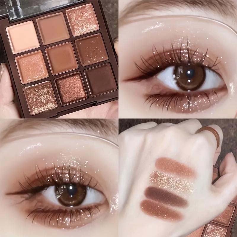 9 Color Nude Eyeshadow Palette Daily Style Brown and Golden, Featuring Two Textures,Matte and Shiny.