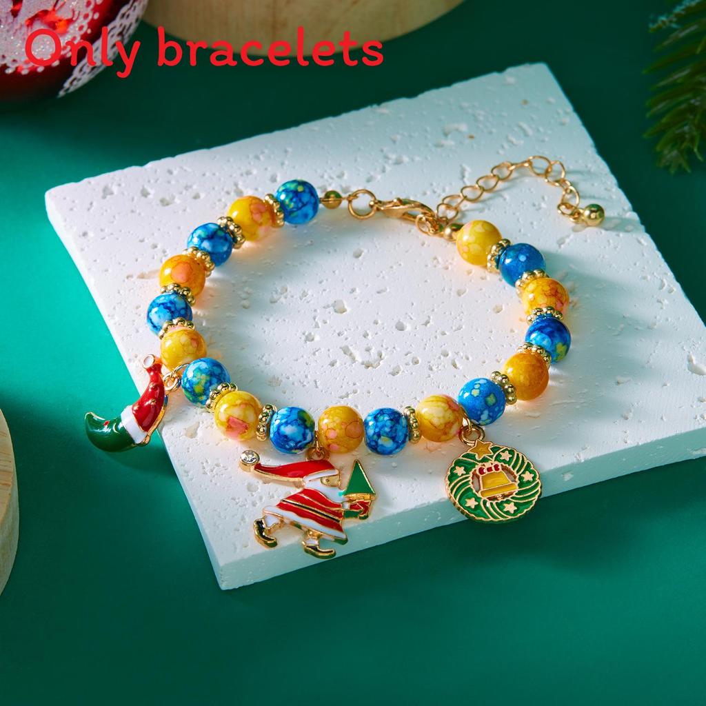 Christmas Themed Beaded Bracelets For Women With Santa And Snowflake Charms Summer