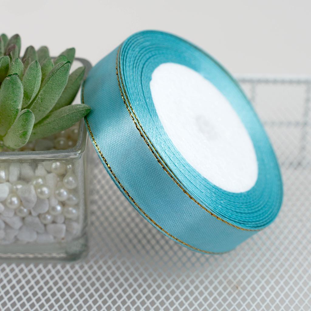 2cm Double Gold-Edged Satin Ribbon for DIY Flower Wrapping, Gift Box, and Bow Crafting