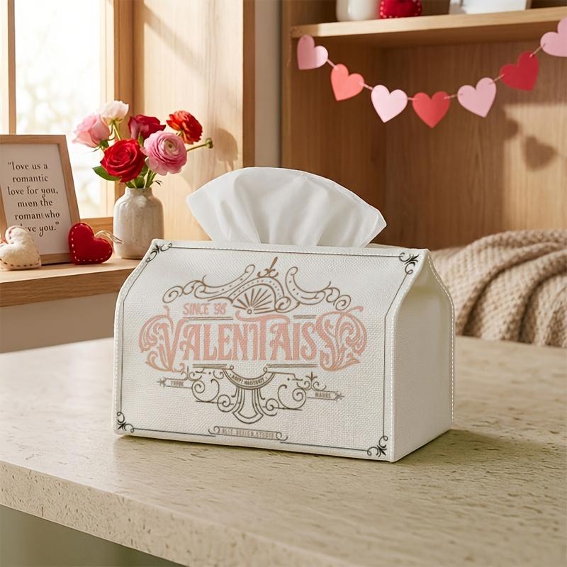 1pc Vintage Valentine Tissue Box - Retro Text & Floral Design - Perfect for Holiday Parties & Home Decor, Measuring 17.02*25.91 cm, Ideal for Valentin