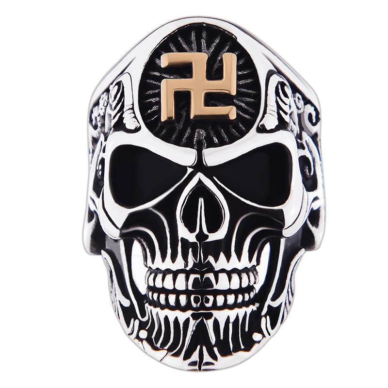 Totenkopf Ring Herren Retro Hip-Hop Dunkler Ring Schmuckring