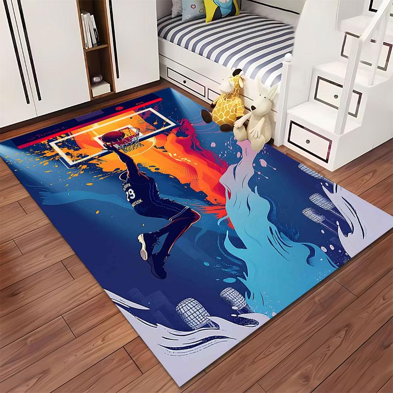 Basketball Dunk Art Carpet Suitable As a Non-slip Mat for the Living Room or Bedroom Sofa