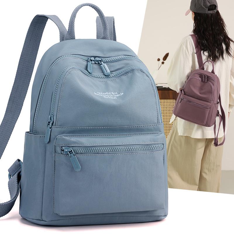 Compact Backpack with Front Zip Pocket Casual Shouler Bag for Daily Use