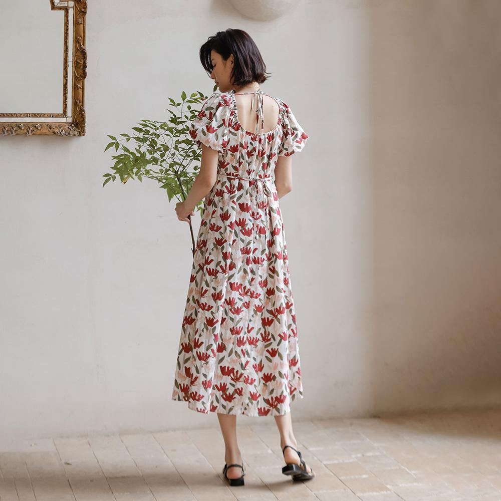 Laengsseon Ls_Floral Puff Sleeve Summer Dress