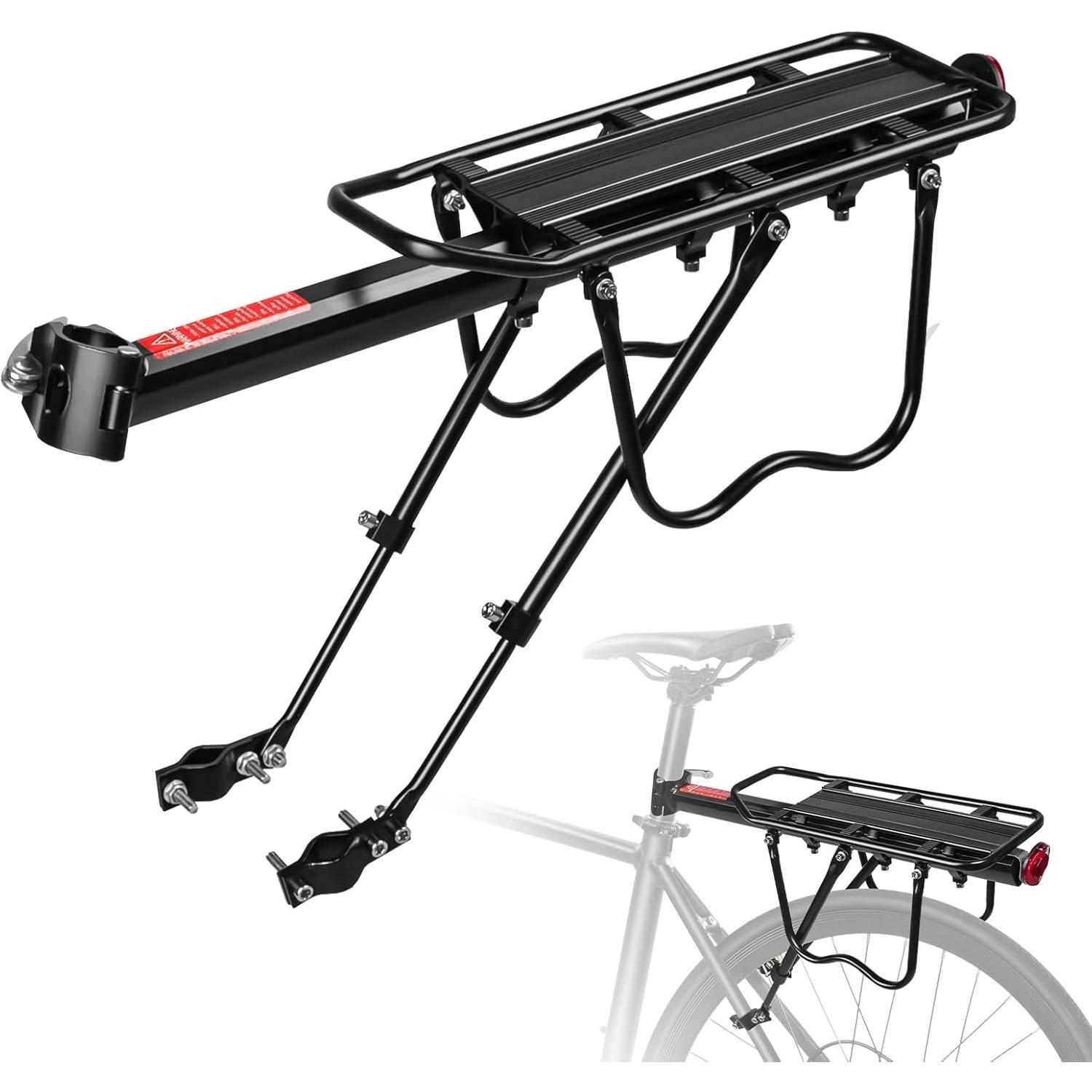 Bike Rack - 110 lbs Rear Cargo Rack Universal for 22-28 Bicycles, Quick Release with Bungee Cord | Bicycle Rear Rack/Bike Cargo Carrier (Black) чёрный