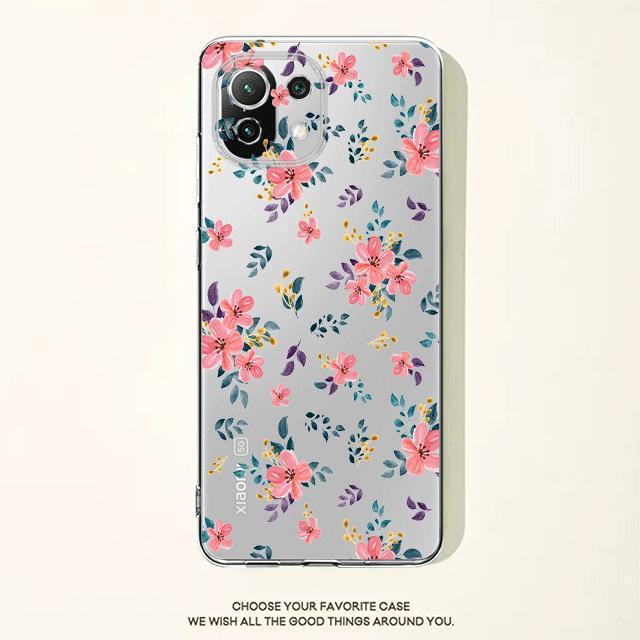 Dark Blue Flower Floral Clear Case For Xiaomi Poco X3 Nfc X3pro M3 F1 F3 For Mi 11 12 13 11x 12x Pro 11 10 Lite 11t 10t Pro