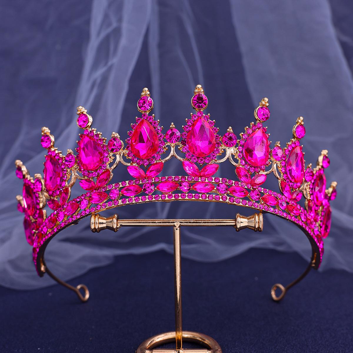 

DIEZI Princess Full Rose Red Crystal Tiara Crown For Women Girls Wedding Elegant Bridal Hair Dress Party Jewelry Accessories розы красного