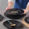 Melamine Black Round Plate for Pasta, Steak, Hot Pot, BBQ, and Tableware