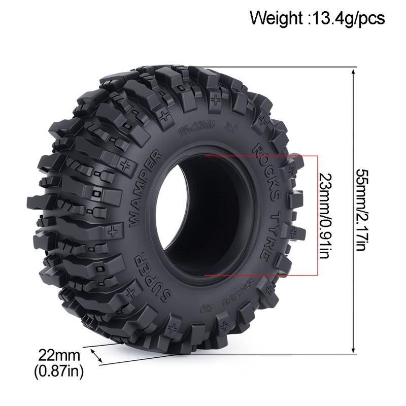 1.0 Inch Sticky Soft RC Crawler Tires for 1/24 1/18 Scale High Clearance Upgrade Fits Axial SCX24 FMS FCX24 FCX18 Traxxas TRX4M