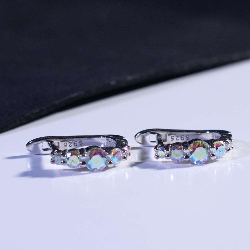 Barevný zirkon 925 Sterling Silver Náušnice Cubic Zirconia Vlastní módní šperky Dámské náušnice
