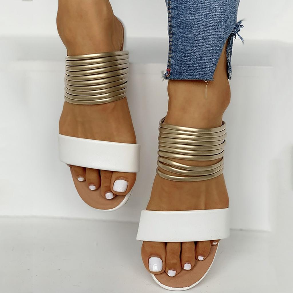 Damen Sandalen mit geschlossener Spitze und Schnürung, bequeme Slipper mit Ledereinsatz, flache Damensandalen