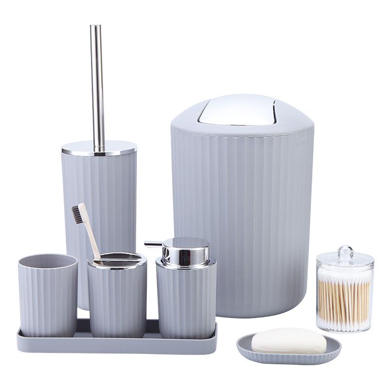 Luxury Bathroom Set: Countertop Basin, Large Shower Head, Lotion Bottle, and Tray - Eight-Piece Hotel Collection