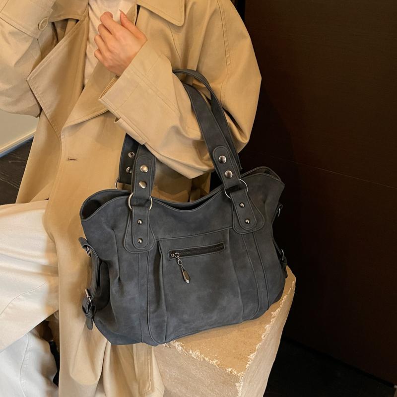 Womens Faux Leather Handbag Large Capacity Casual Shoulder Tote Purse for Travel