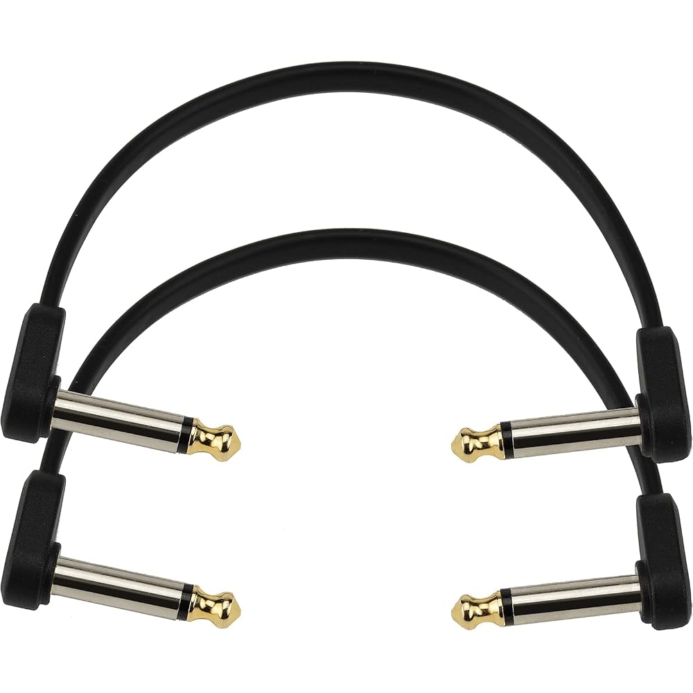 D'Addario Daddario Patch Cable (Shielded Cable) Flat Patch Cable 2 Piece Set PW-FPRR-206 (15cm L-...
