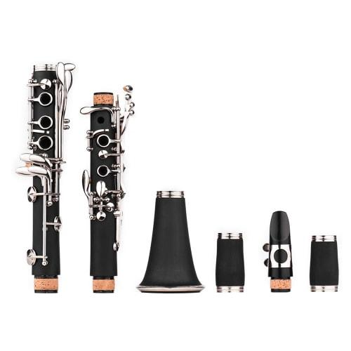 summina Woodwind Clarinet Set, 17 Keys, B Flat, ABS, Soprano, 10 Reeds, Mouthpiece, Cork Grease, Gloves, Reed Case, Screwdriver, and More, Perfect for