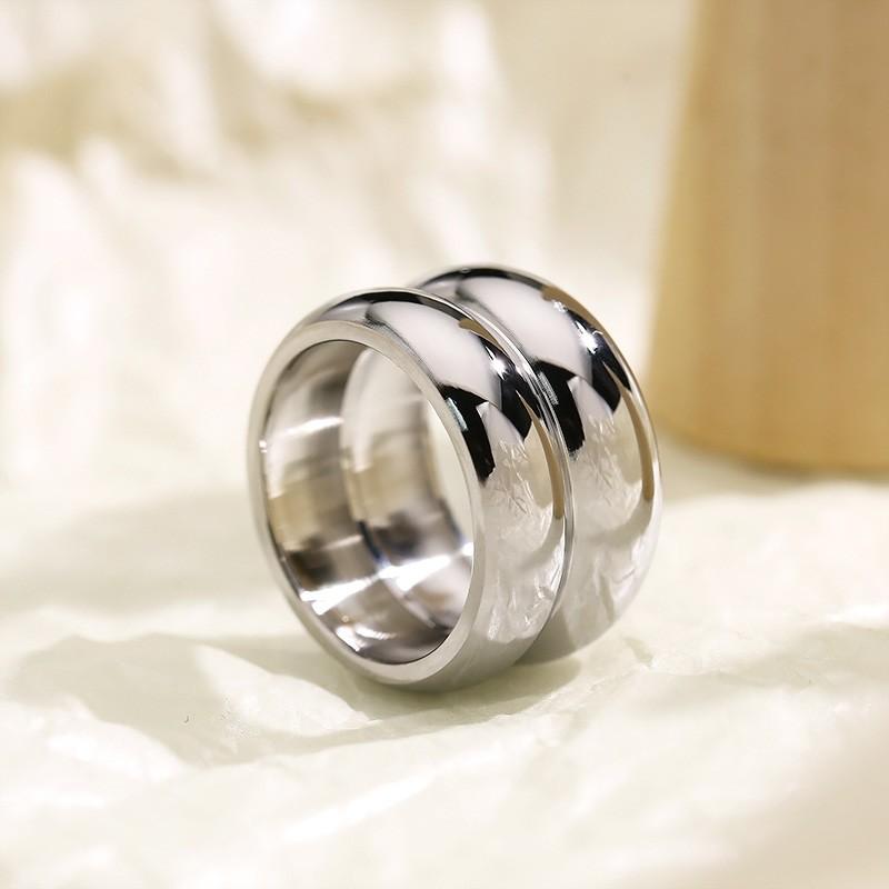 Stainless Steel Double Layer Chunky Ring for Men Women Gold Color Trendy Finger Ring Shiny Jewelry Simple Gift