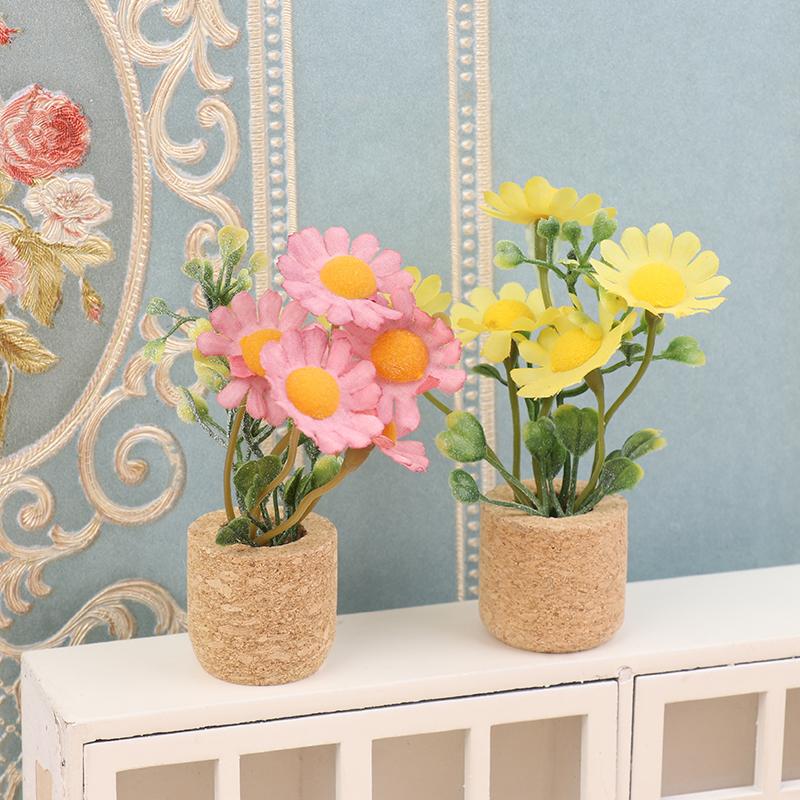 1/12 Dollhouse Simulation  Plants Potted Model Doll Home Miniatur Flower Decor Toy Micro Landscape Garden Plants Ornament