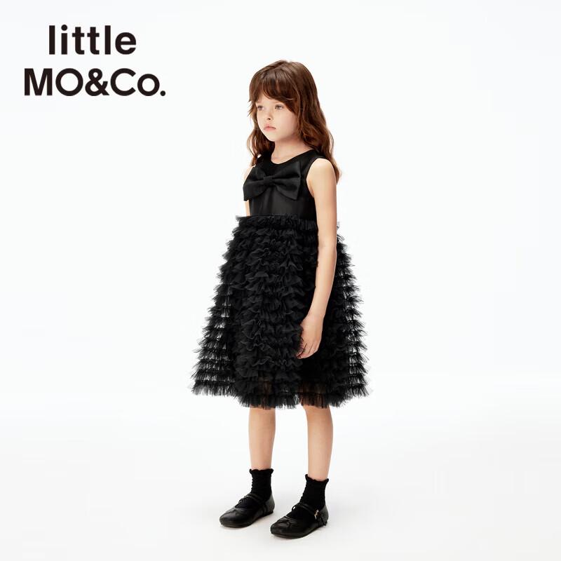 Little MO&Co. 2025 Autumn Girls' Black Bow Mesh Tutu Dress