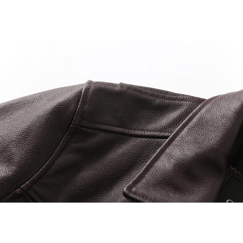 Chinese Size Men Leather Jacket 100% Real Cowhide Black Brown Men's Genuine Leather Coat Male Skin Clothing Autumn Spring Asian Size M601