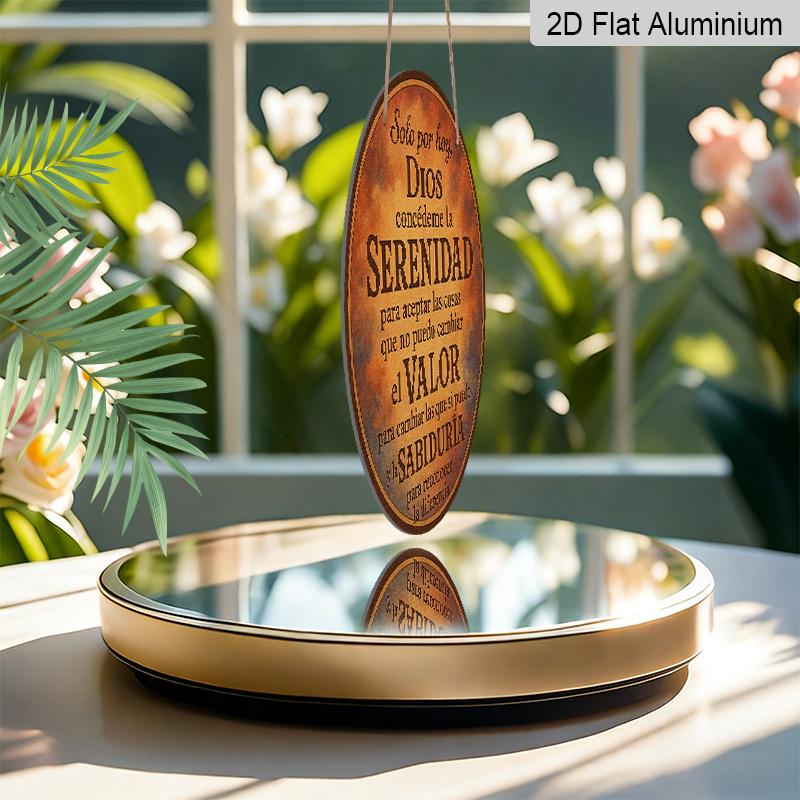 2D Flat, 1pc 7.87X7.87 Inch Round Aluminum Plaque - Spanish Prayer for Peace, Courage & Wisdom Vintage Style Decorative Sign, Suitable for Home