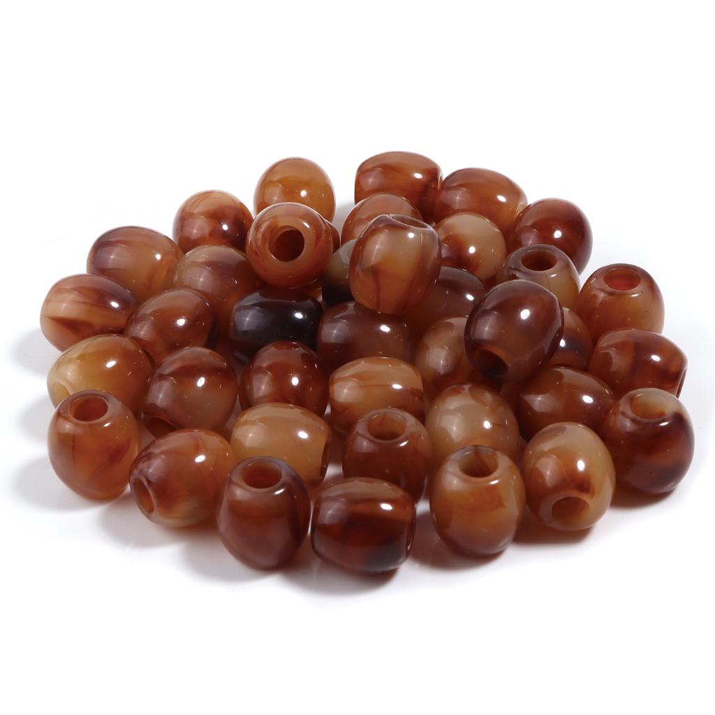40pcs/lot Colored Barrel Shape Acrylic Beads Big Hole Loose Spaced Imitation Jade Beads For DIY Bracelet Bags Decor Accessories