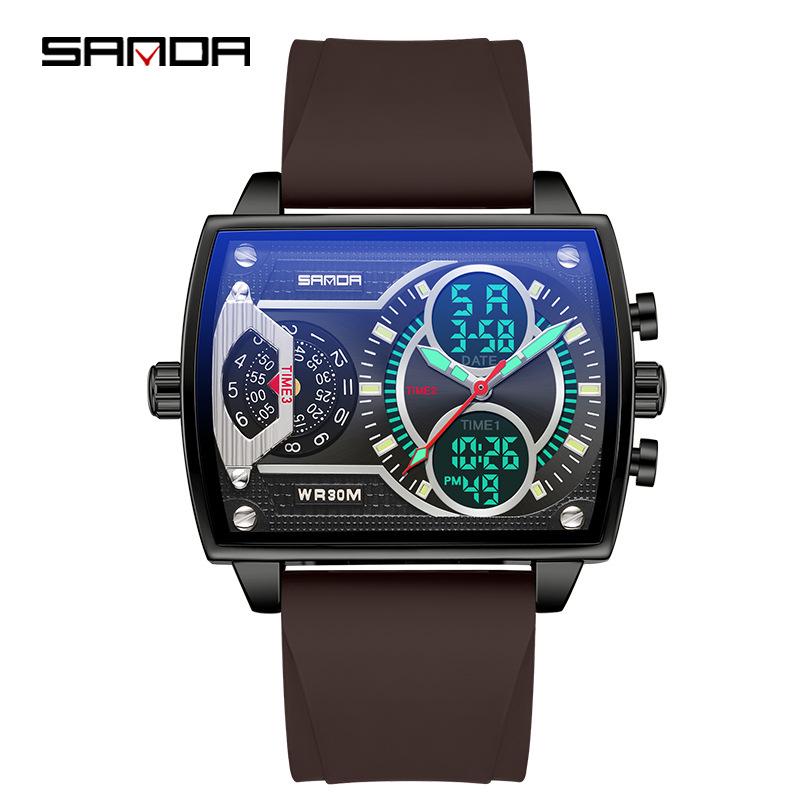 Sanda Men's Trendy Business & Sports Waterproof Electronic Watch