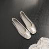 Super Soft Sheepskin Version Square Head Shallow Mouth Bow Ballet Shoes Women's Sweet Flat Soft Sole Retro Versatile Single Shoes