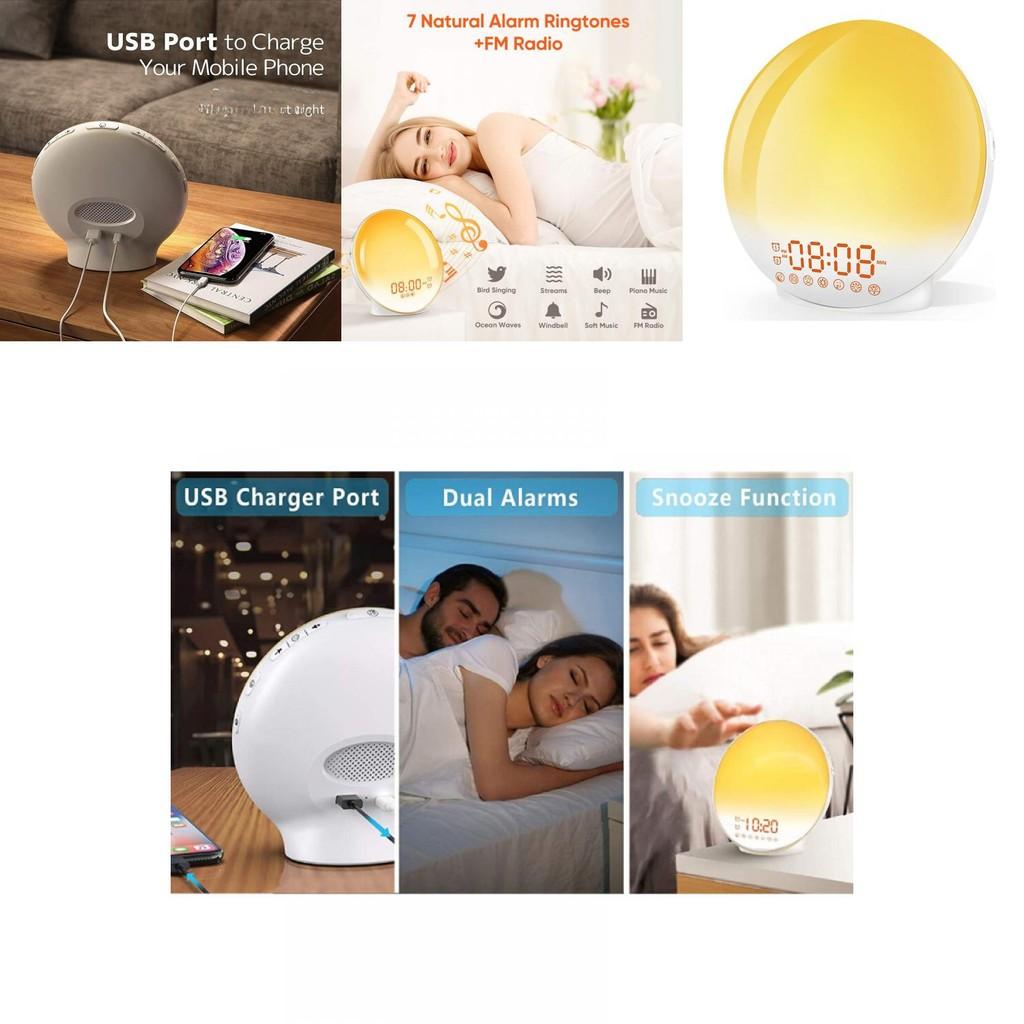 Led Sunrise Sunset Simulation Alarm Clock With Colorful Ambient Light For Relaxation